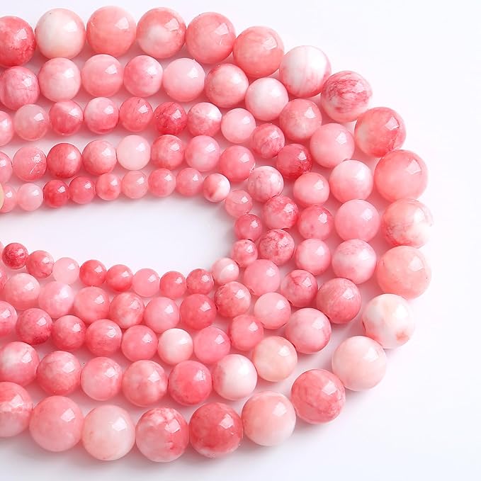 12MM 32PCS Pink Persian Jade Spacer Loose Beads for Jewelry Making DIY Bracelet Necklace