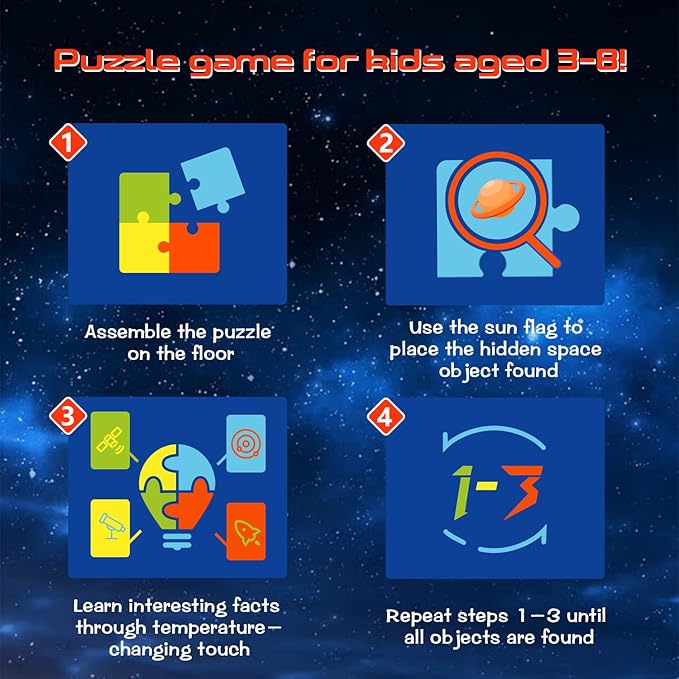 TAOZI&LIZHI Solar System Puzzles for Kids Ages 4-6, 6-8, Large 48 Pieces Round Space Planets Toddler Puzzle Age 2-4, Jigsaw Floor Puzzles for Kids Ages 3-5, Puzzles Gifts for Boys Girls Children