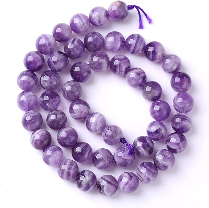 90PCS 8MM Purple Amethyst Dream Lace Beads Natural Quartz Crystal Stone Loose Beads for Jewelry Making DIY Bracelet Grade A+