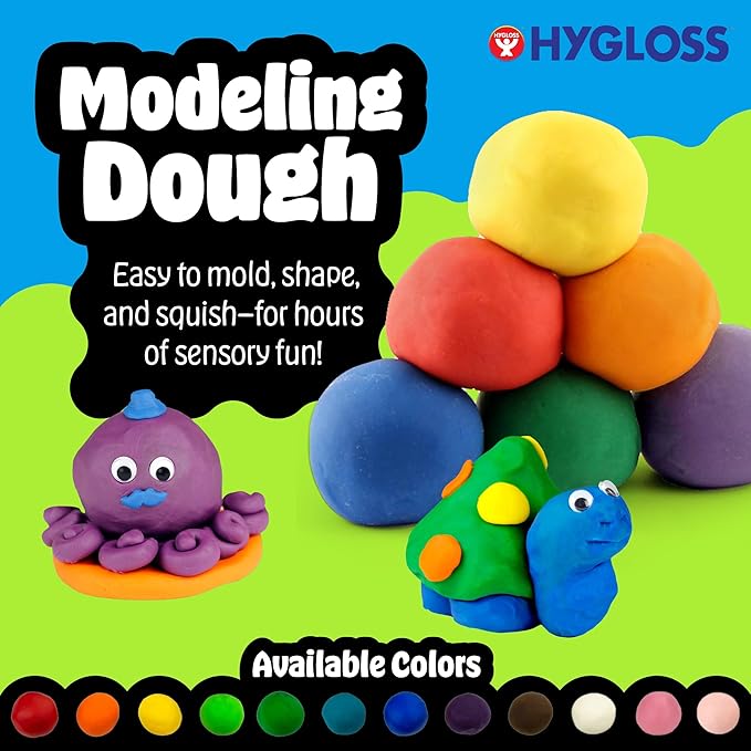Hygloss Play Modeling Dough for Kids – Safe & Non-Toxic Sensory Dough for Arts and Crafts – 1 lb Tub – Play Clay for Toddler Activities, Preschool Classroom Must-Haves – Green Color, Unscented