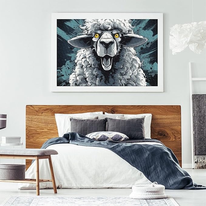 Sheep for Adults Fun Thickened Wooden Jigsaw Puzzles 500 Piece 3D Animal Toy Intellectual Game Education Game Stress Relief Toy Home Decoration Premium & Durable 500pcs (52x38cm)