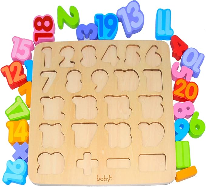Wooden Number Puzzle Toys, ABC Letter & Number Puzzle for Toddlers 3 Year Old, Preschool Learning Toys for Kids, Educational Name Puzzles Gift for Boys and Girls