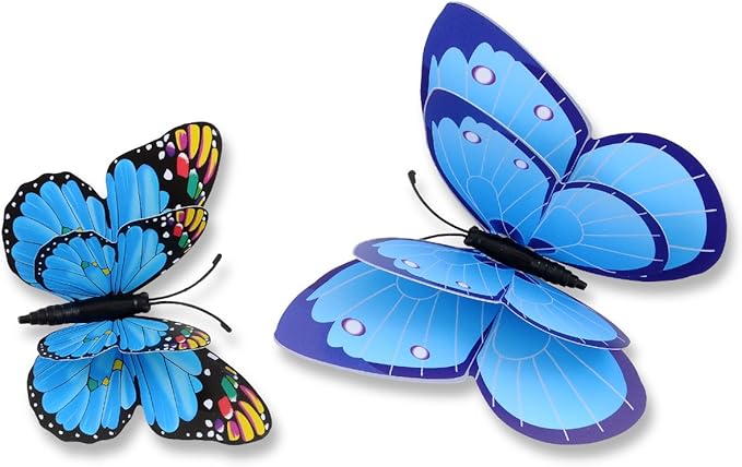 Mixed of 12PCS 3D Pink Butterfly Wall Stickers Decor Art Decorations¡ (Blue)