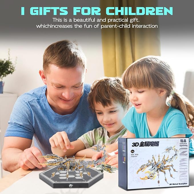 3D Metal Scorpion Puzzle - Laser-Cut DIY Challenge, Lifelike Collectible Decor for Adults & Teens, for Puzzle Enthusiasts & Nature Lovers(Gold)