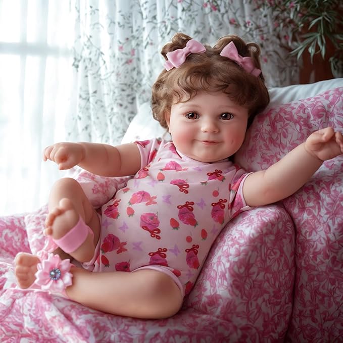 JIZHI Lifelike Reborn Baby Dolls - 20Inch-Real Baby Feeling Realistic-Newborn Baby Doll Adorable Smiling Real Life Baby Dolls with Gift Box for Kids Age 3