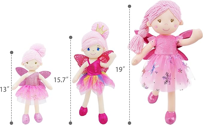 June Garden 12" Enchanted Garden Fairy Doll Joyce - Plush Stuffed Soft Doll Girl Gift - Gold Outfit and Wings