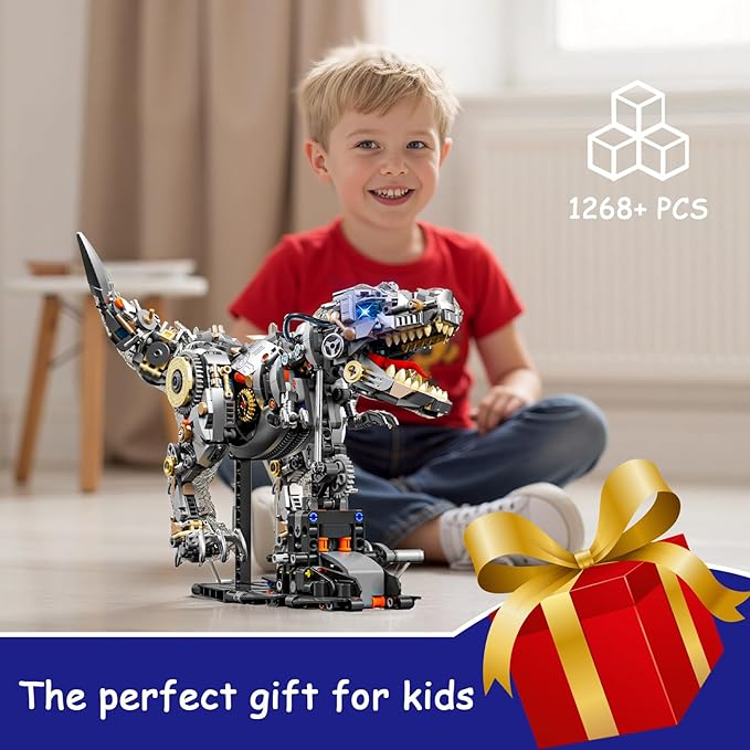 Mechanical Tyrannosaurus Building Blocks Set,T Rex Model Home Decor Gift for Adults Teens Kids Boys(1268PCS)