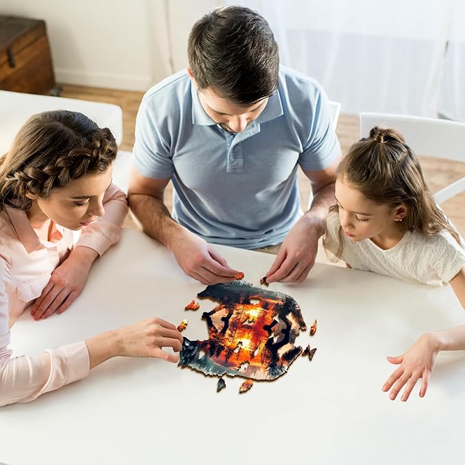 Wooden Puzzles for Adults, 3D Wolf Wooden Jigsaw Puzzles, Unique Shaped Animal Wood Puzzles Adults, Birthday Gift Family Game.((11.4 * 10.6in 177pcs)