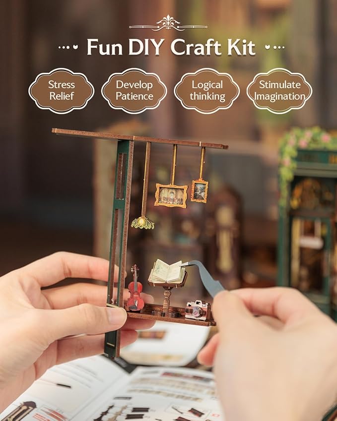 CUTEBEE Book Nook Kit, DIY Miniature House Kits for Adult and Teens, Dollhouse Mini Booknook House Bookshelf Decor, DIY Craft Gifts for Family and Friends(Owl Bookstore)
