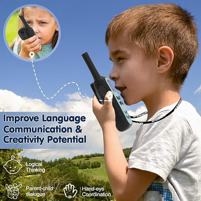 QUOLIX Walkie Talkies for Kids 3 Pack, Rechargeable Kids Walkie Talkies Toy for 3-12 YrO Boys, Long Range Walkie Talkie with 22 Channels & Flashlight Birthday Gifts for Kid’s Outdoor Adventure