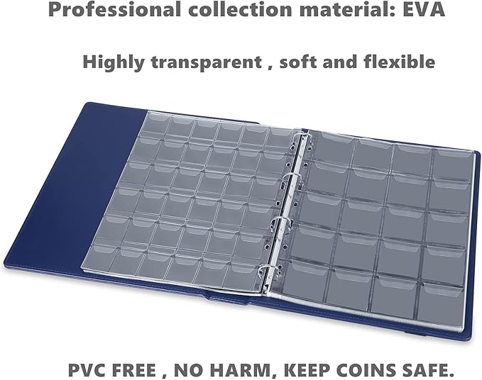 MUDOR PVC Free Coin Pages, 20-Pocket Sleeves, 5 Coin Sheets for Binders, Professional Collector Supplies