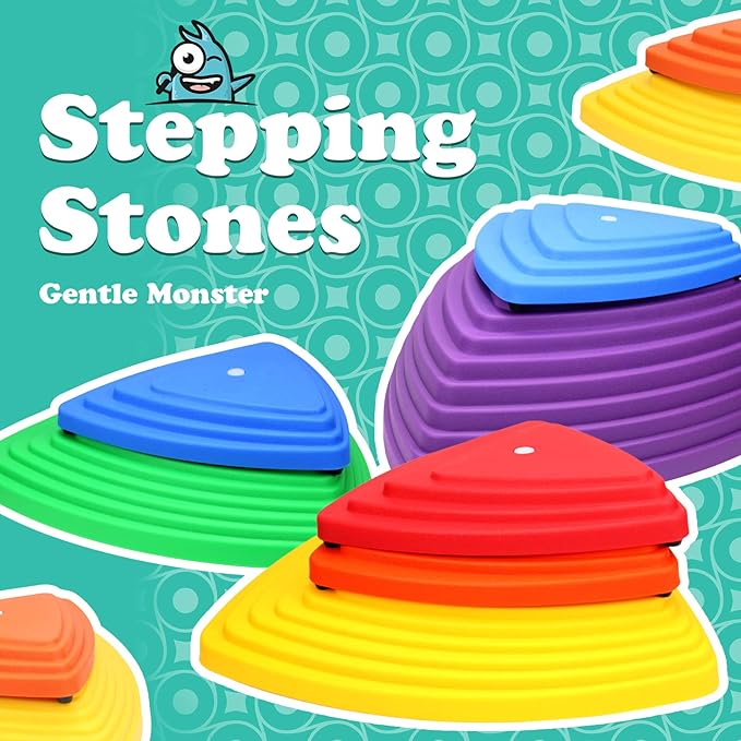 Gentle Monster Stepping Stones for Kids, Set of 6/8/11 PCS for Balance with Non-Slip Bottom - Exercise Coordination and Stability(11 PCS Classic)