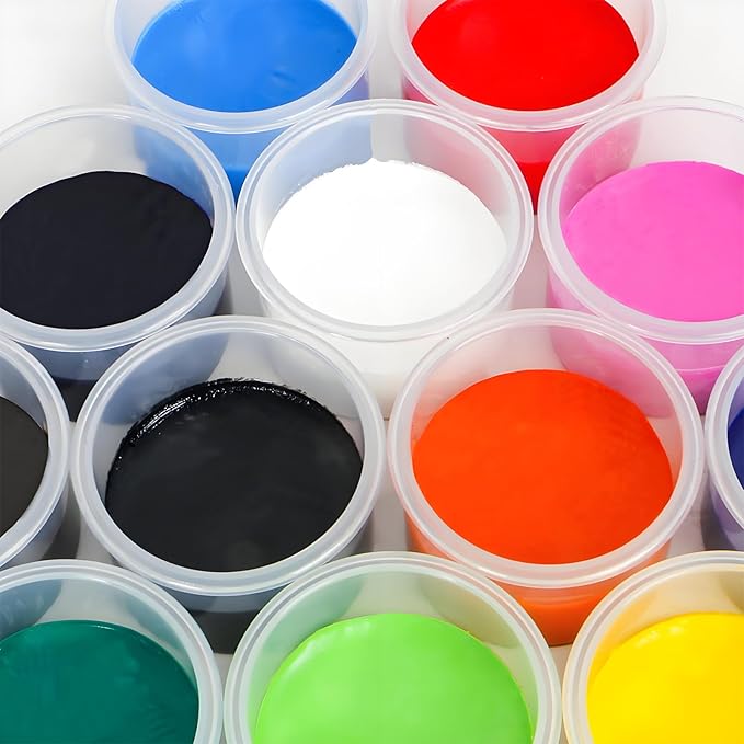 Washable Paint Set for Kids 12 Colors,Solid Watercolor Paint Set,Finger Painting for Toddlers,Washable Tempera Paint with Paint Palette and 10 Toddler Paint Brushes