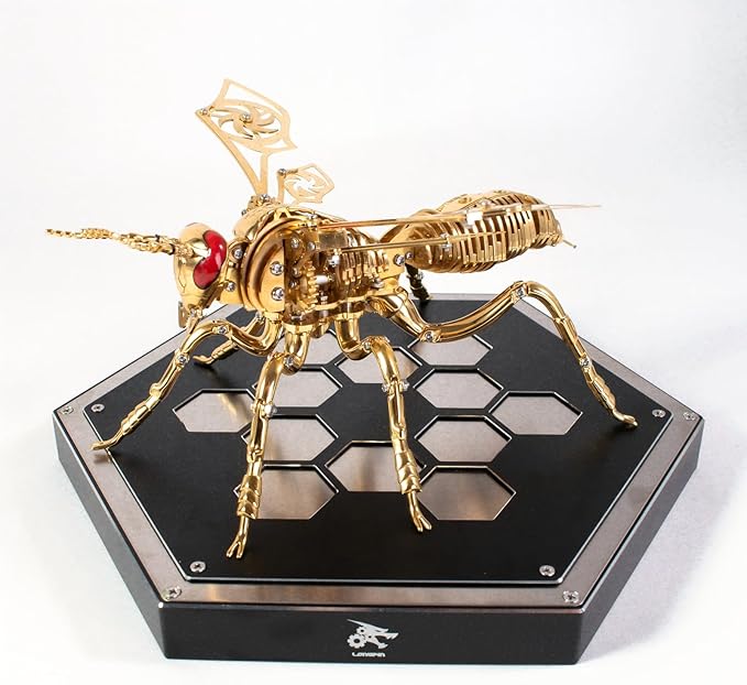 3D Puzzles for Adults, Bumblebee Metal Assembly Jigsaw Game with Steel Mechanical Engineering, Advanced DIY Crafts for Relief & Collection(Gold)