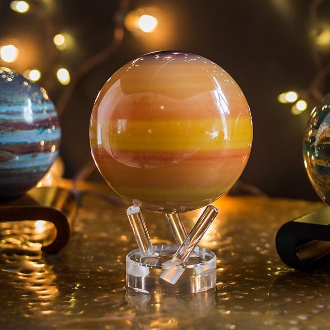 MOVA Saturn Globe 4.5” – Rotating Solar Planet Model for Home or Office Decor | No Batteries or Cords | Striking Modern Astronomy Gift