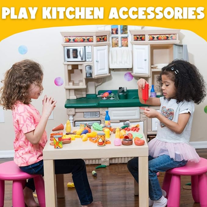 120 Piece Deluxe Pretend Play Food Toy Tasty Treats Plastic Cooking and Grocery Shopping Assortment Set