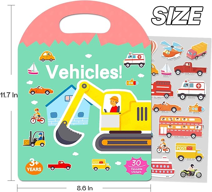4 Sets Sticker Books for Toddlers 3+ Years, 122 Pcs Puffy Stickers for Kids, 3D Sticker Books for Toddlers, Toddler Airplane Travel Essentials for Kids