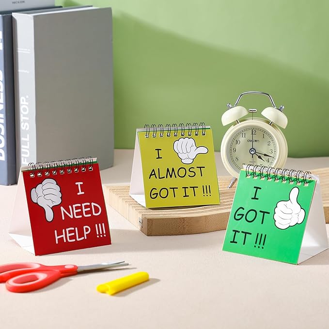 Harloon 36 Pcs I Need Help Mini Flip Chart Signs Self Assessment Cards Behavior Management Classroom Tools for Kids Teachers Classroom School Behavior Educational and Learning Activities Supplies