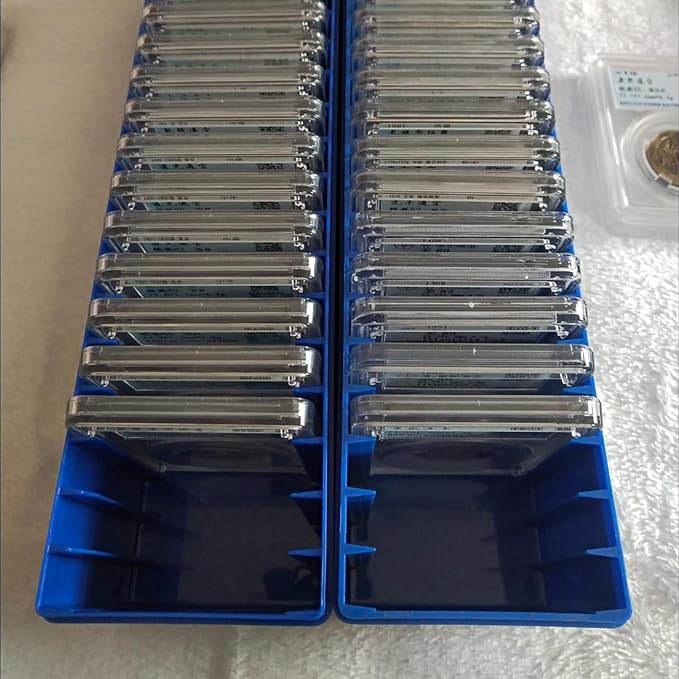 MUDOR 4 Pack Coin Slab Storage Box, Plastic Holder Case Compatible with 20 PCGS Slab, Olny Box (BLUE, 4)