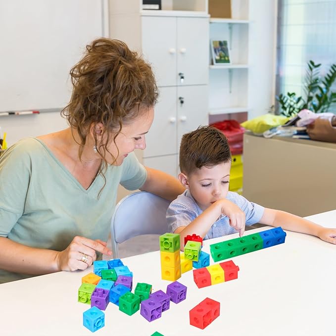 701 Pcs Math Learning Linking Cube with Storage Container Counting Cubes Plastic Colorful Counting Blocks Math Manipulatives Classroom Learning Supplies for Home School Educational(Blue)