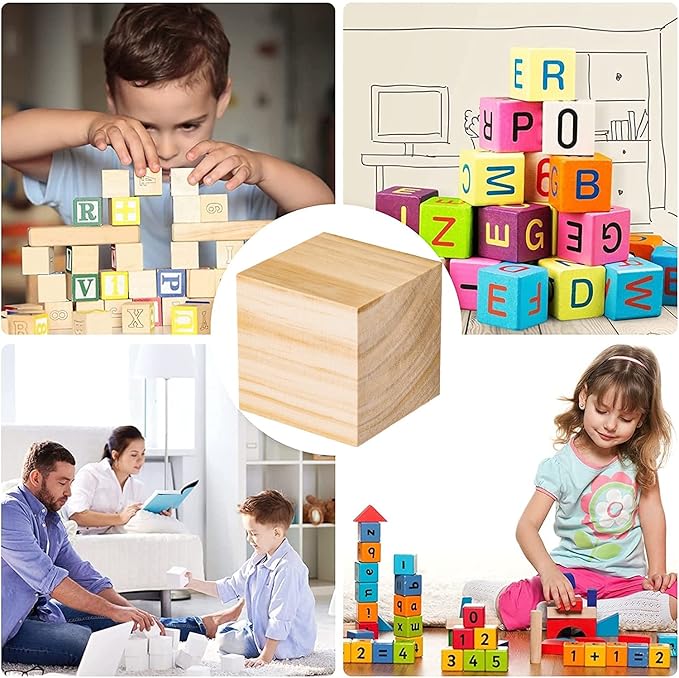 1000Pcs Wood Blocks for Crafts, Unfinished Wood Cubes, 1cm Natural Pine Small Wood Square Blocks, Wooden Cubes for Arts and Crafts and DIY Projects 