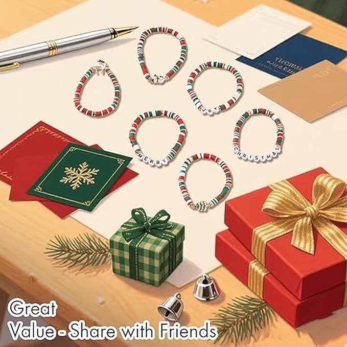 Ytuaebni Christmas Clay Beads Bracelet Making kit,2550 Christmas Charms Friendship Bracelet Necklace Earring for Necklace Jewelry Making Kit DIY Crafts Gift Supplies
