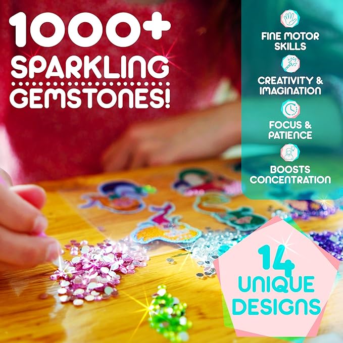 Blue Squid Diamond Art Kits for Kids ā Unicorn and Mermaid - Fun & Easy DIY 5D Gem Art Kids Diamond Painting Kit - Arts & Crafts Kit, Girls, Boys Ages 6-12