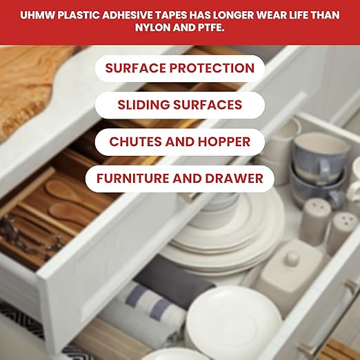 GGR Supplies T.R.U. UHMW High Impact Abrasion Resistant Slippery Tape with Acrylic Adhesive. 36 Yards (1/2" (12.5mm))