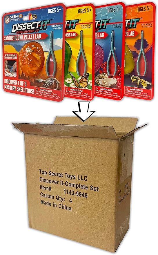 Dissect-It Discover-It Simulated Synthetic Lab Dissection STEM Toy, Complete Set of 4 Kits, Kidsā Home Learning Science Projects, Great for Young Scientists!