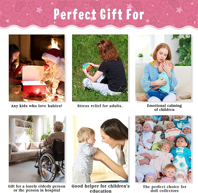Vollence 14 inch Soft & Realistic Silicone Baby Dolls - Perfect Kids' & Birthday Gifts. Not Vinyl Dolls. Also Ideal for Children's Girl