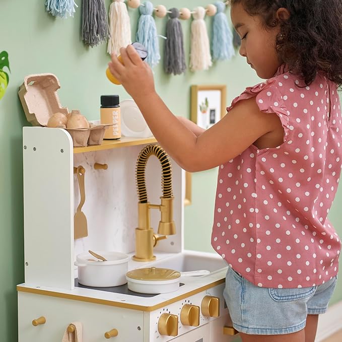 Teamson Kids Little Chef Memphis Play Kitchen, White/Gold