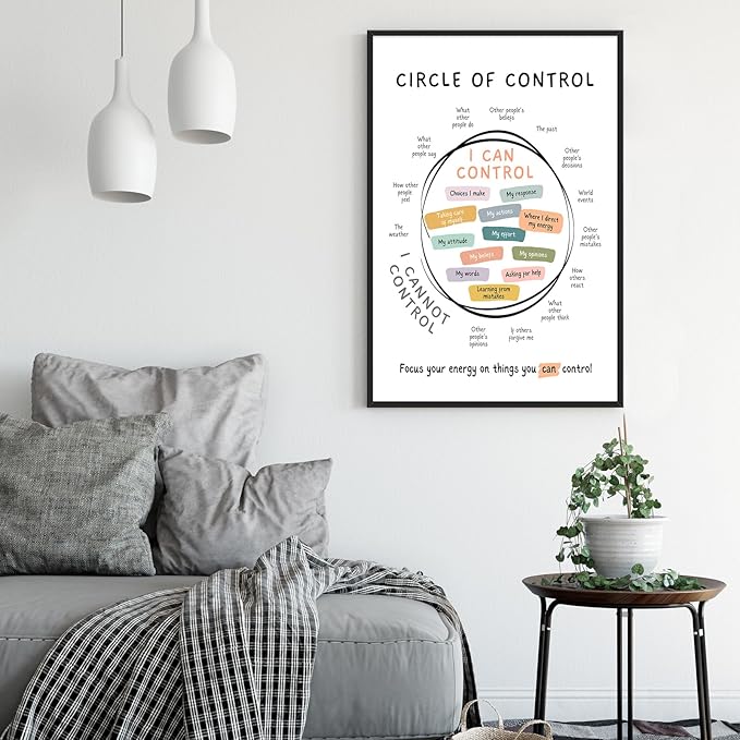 Circle Of Control Poster What I Can And Cannot Control Therapy Office Wall Art Kids Mental Health Poster Calm Down Corner School Decor 12x16in BlackFramed