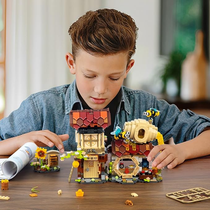 HIGH GODO Honey Workshop Mini Building Set, MOC Creative DIY Simulation Architecture Toy, Collectible for Adults, Kids 8-12, NOT Compatible with Classic Bricks (1242 Pieces)