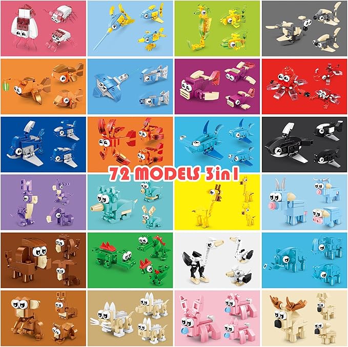 24 Pack Party Favors for Kids, 72 Animal Mini Block Sets, Classroom Goodie Bags, Carnival Prizes, Easter, Birthday Favors for Boys Girls Ages 6-12