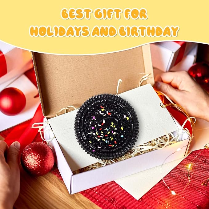 Sticky Cookie Squishies Fidget Toys Adults, Squeeze Toys for Autism, Stress Balls for Adults Fidgets Birthday Gifts (1 Pack Large Black)