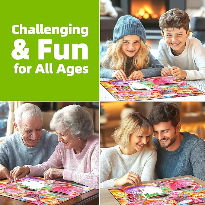 500 Pieces Puzzles for Adults Colorful Donuts Coffee Jigsaw Puzzle Letter on Back No Dust Difficult Unique Family Challenging Food Puzzles Gift Toy for Adults Seniors Perfect for Game Nights ļ¼23"x15"ļ¼