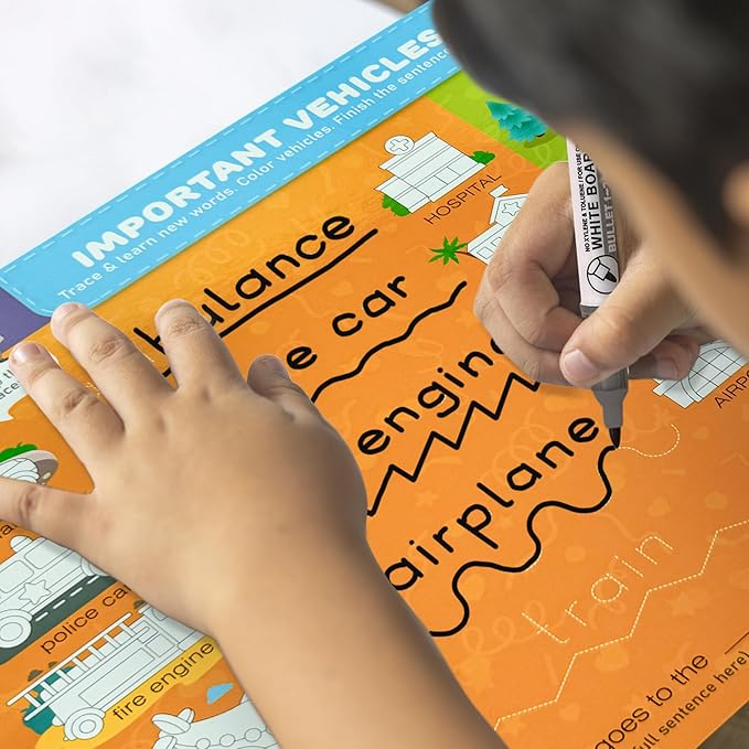QUOKKA Busy Book Handwriting Practice for Kids - 2 Set - Learn to Write for Toddlers Age 3 4 5 - | 24 Tasks | 4 Dry Erase Markers | - Homeschool Preschool Learning Activities