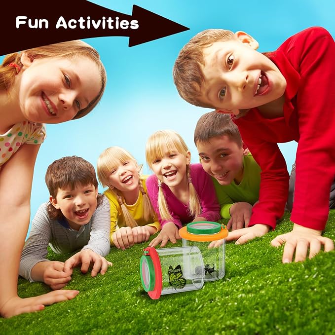 Coopay 3 Pieces Magnifying Insect Box - Bug Viewer, Critter Insect Cage, Container, Bug Catcher Cage, Jar Collecting Kit for Children, Kids Science Nature Exploration Tools