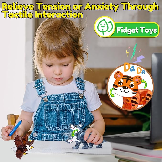 Oriate Magnet Wild Animals for Magnetic Tiles, 5pcs Movable Joints Zoo Animals for Magnetic Blocks, Animal Toys Compatible with Magnetic Tiles, Educational Magnetic Building Tiles for Kids