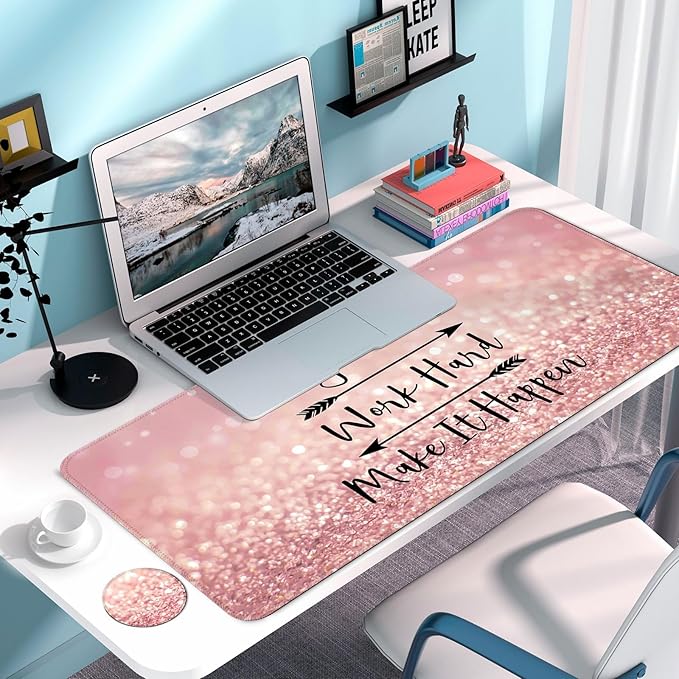 Stay Positive Desk Pad, Gaming Mouse Pad, Non-Slip Rubber Base, Stitched Edges,23.6x11.8 inch
