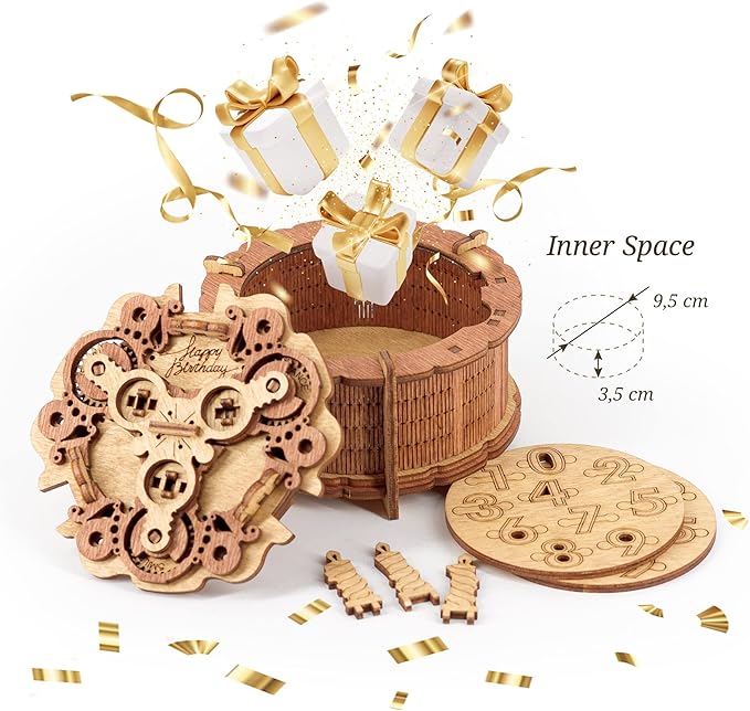 iDventure Birthday Cake Puzzle Box ā 3D Gift Box for Adults ā Money Holder Puzzle Game ā Escape Room Brain Teaser for Men & Women