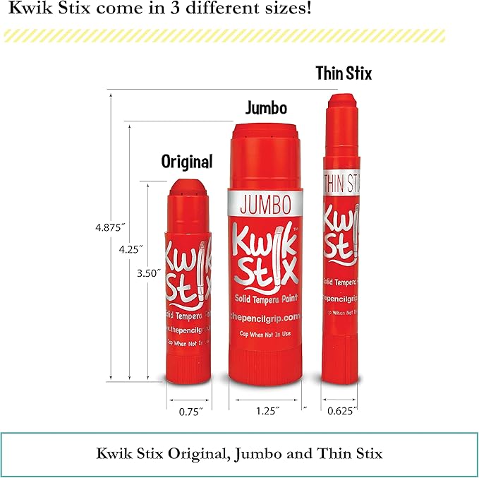 Kwik Stix Solid Tempera Paints, Thin Stix Paint Pens, Super Quick Drying, 6 Neon, 6 Metalix & 12 Classic Vibrant Colors - 24 Pack - TPG-620