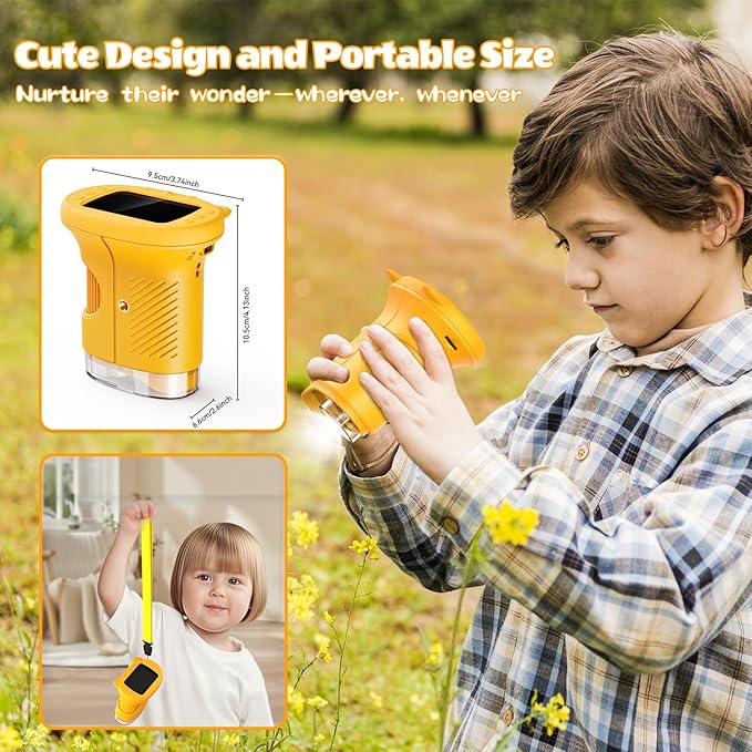 Kids Microscope, 1000X Portable Digital Microscope with 2.4″ IPS Screen & 8 LEDs, USB Rechargeable, STEM Educational Science Kit Toys, Best Christmas Birthday Gifts for 4-12 Year Old Boy Girl