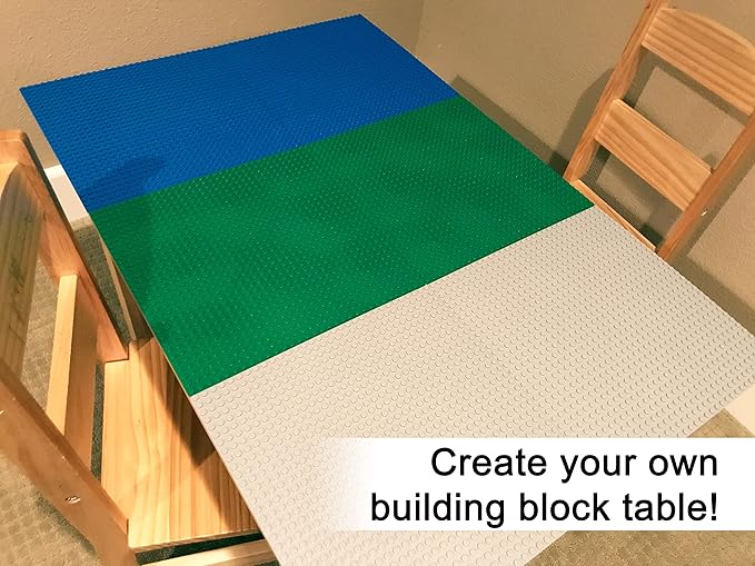 Apostrophe Games Building Blocks Base Plates Compatible with All Major Brands – 2 Pack, 10-1/16" x 10-1/16" Inches Baseplate for Building Bricks – Durable and Sturdy Baseplates (2X Green)
