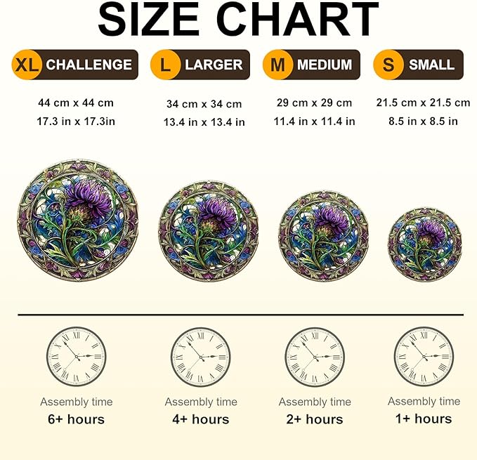 KAAYEE Wooden Jigsaw Puzzles-3D Visual Effect Scotch Thistle Wooden Puzzle Adult Unique Shape Wooden Puzzle Wooden Jigsaw Puzzle for Adult,Puzzle for Adults,Family Puzzles (M-11.4 * 11.4in-200pcs)