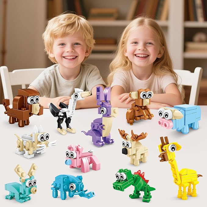 1 in 3 form transformatinon Party Favors Kids Building Blocks Sea Animals 12 Packs Party Favors BuildingSet for Birthday, Goodie Bag Stuffers,Classroom Prizes,Easter for Boys andGirls Ages 6-12
