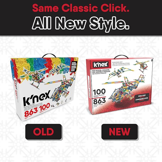 K'NEX - 100 Model Building Set ‚ 863 Pieces, STEM Building, Kid Construction Set‚ Ages 7+
