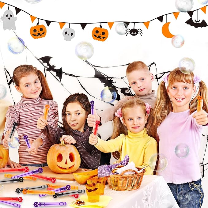 80PCS Halloween Party Favor, Bubble Wands for Kids, Trick or Treat Toys, Goodies Bag Fillers, Pinata Fillers, Mini Bubble Wands for Party