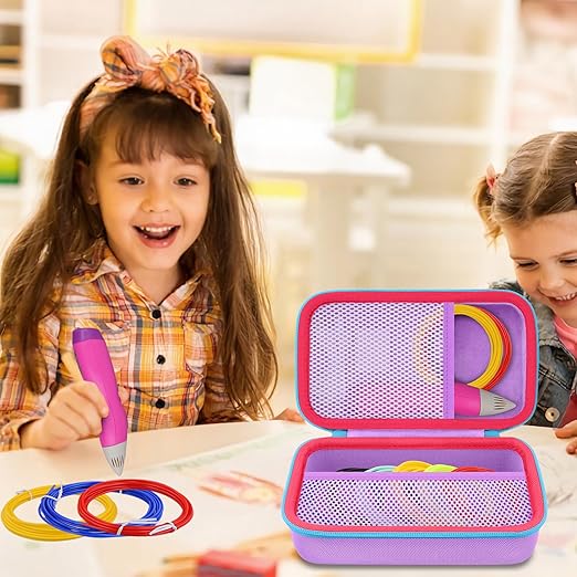 co2CREA Storage Organizer Case for 3D Printing Pen Set, Hard Case Compatible with SCRIB3D P1/Advanced, MYNT3D Super/Advanced, 3Doodler Start+/Flow/PRO and Filament Refill(Purple Case + Blue Zipper)