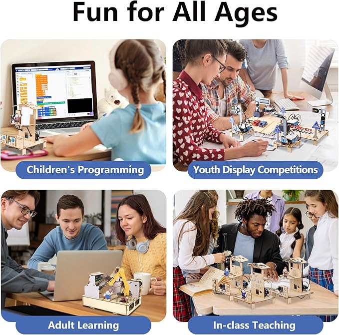IoT STEM Kit for Kids,Smart Factory Starter Kit for Arduino ESP32,3D Wooden Puzzles DIY Model Science Educational Set Building Toys for Adults Teens 10+